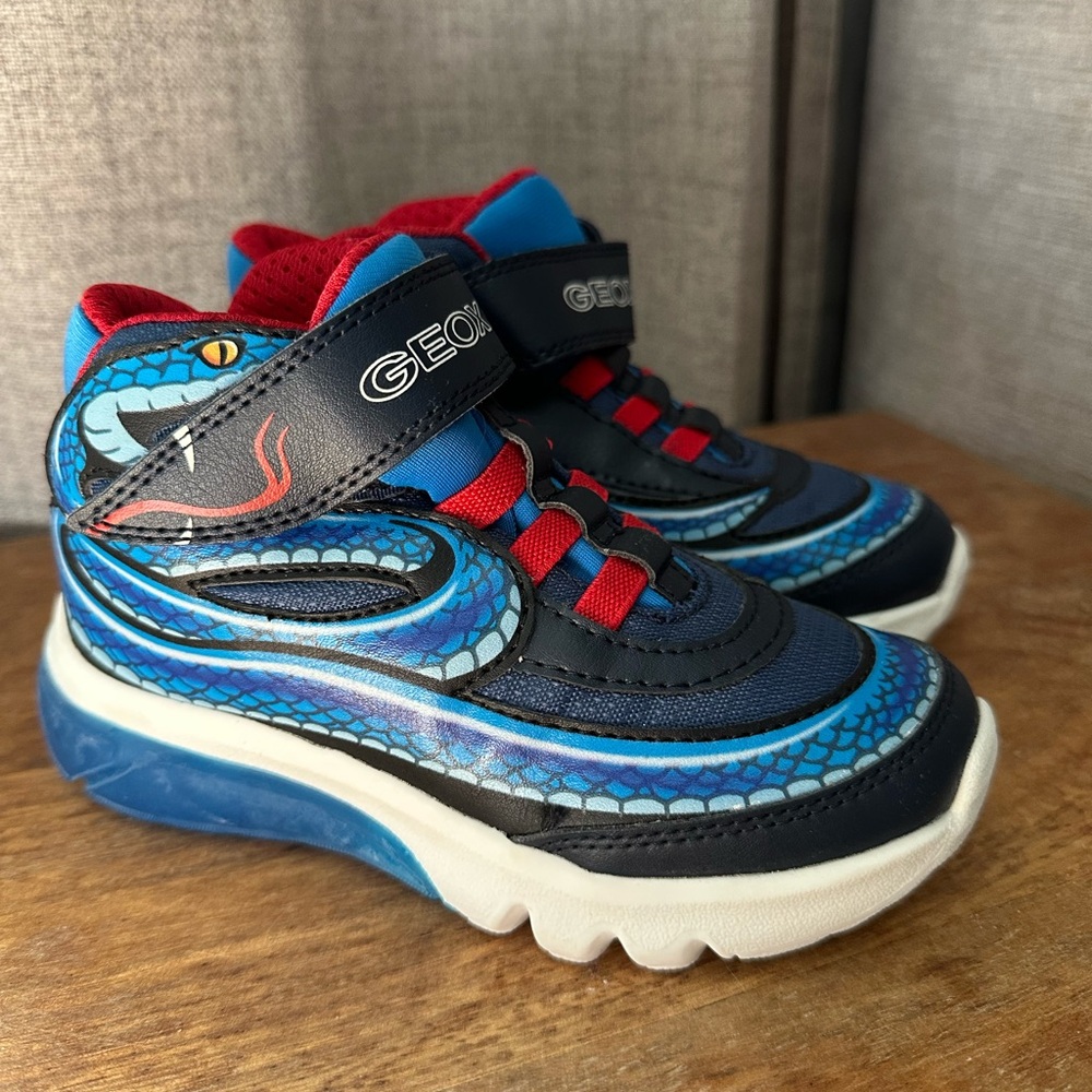 GEOX Kids' Blue and Red Light Up Sneakers